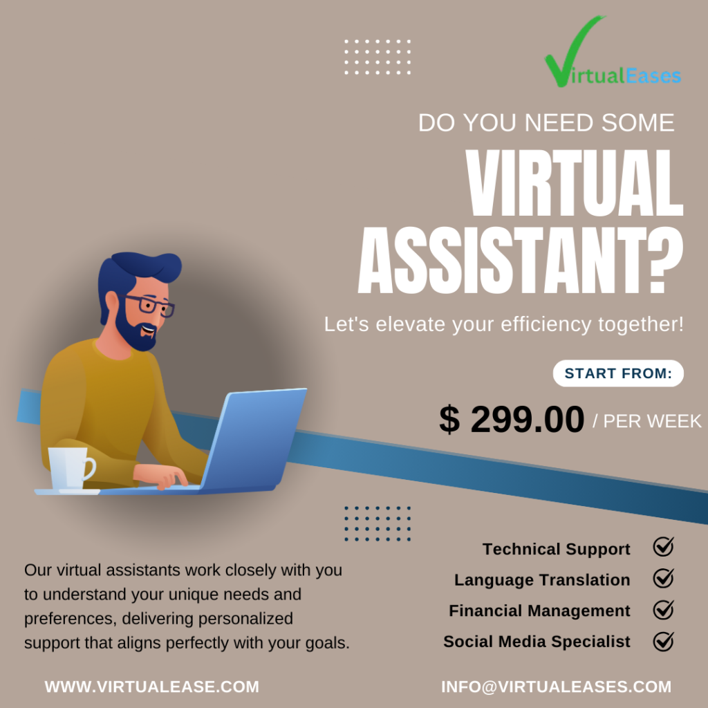 Blue and Yellow Professional Virtual Assistant Instagram Post