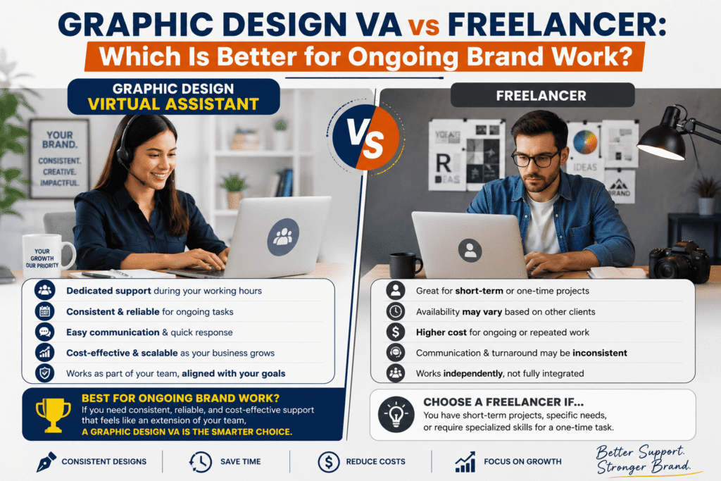 Graphic design VA vs freelancer comparison