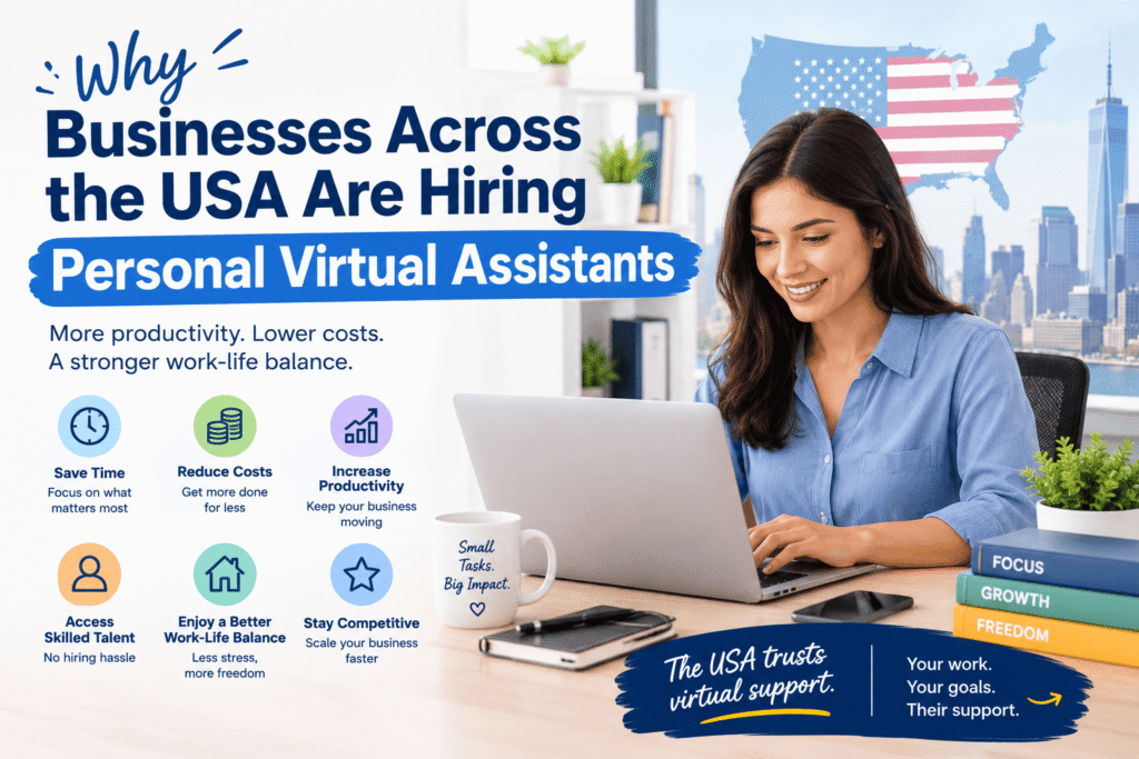 Business owner delegating personal tasks to a hired virtual personal assistant